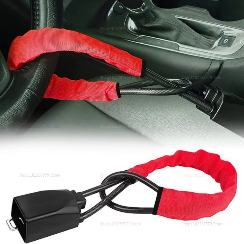 Universal Car Steering Wheel Lock anti Theft Device Stainless Steel Seat Belt Buckles with Keys Vehicle Security Accessory