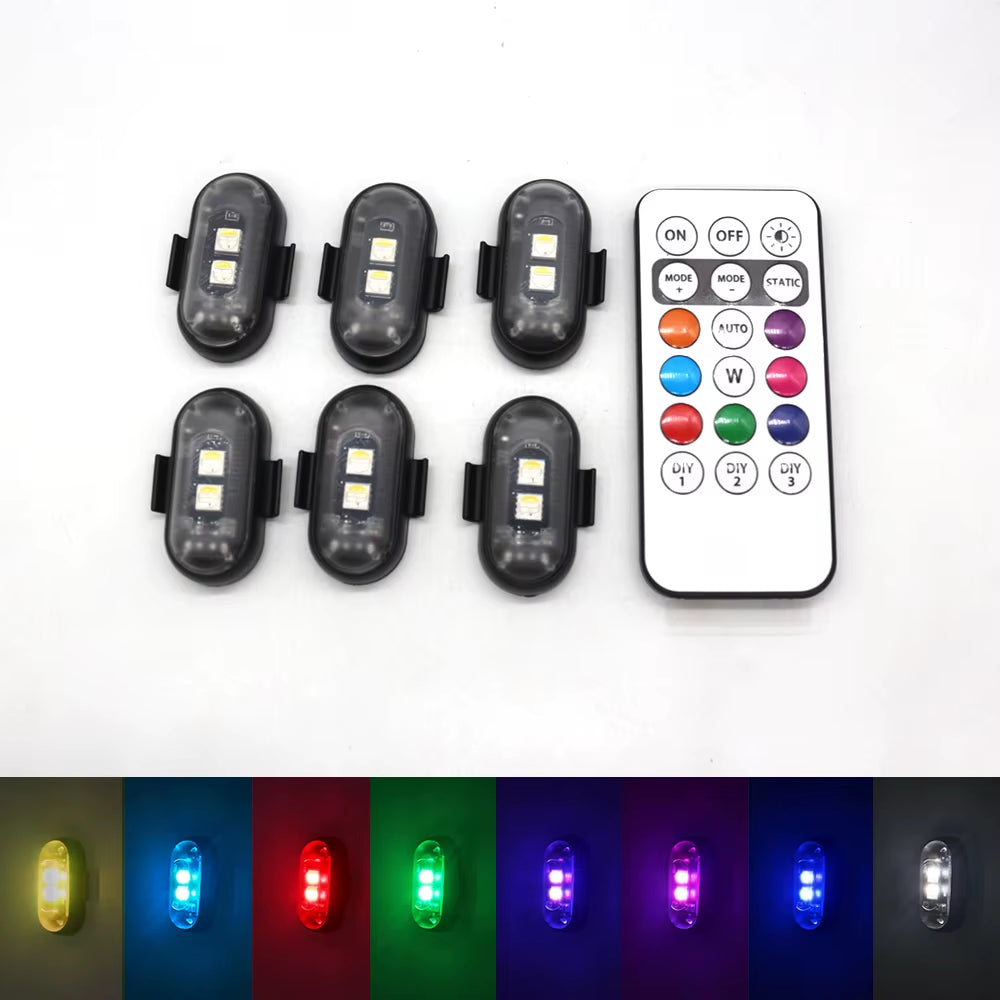4/10X Car LED Light Multifunctional Car LED Warning Light, Rechargeable Wireless Car Light with Remote Control, Decorative Light
