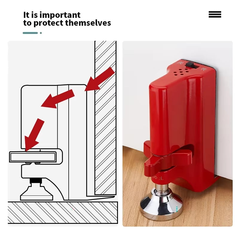 Door Stopper with Alarm Anti-Theft and Anti-Pry Alarm Door Stopper Adjustable Height Suction Cup Door Lock Red for Home Hotel