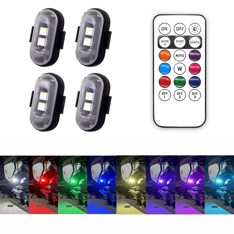 4/10X Car LED Light Multifunctional Car LED Warning Light, Rechargeable Wireless Car Light with Remote Control, Decorative Light
