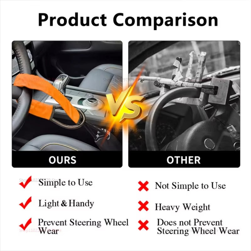 Universal Car Steering Wheel Lock anti Theft Device Stainless Steel Seat Belt Buckles with Keys Vehicle Security Accessory