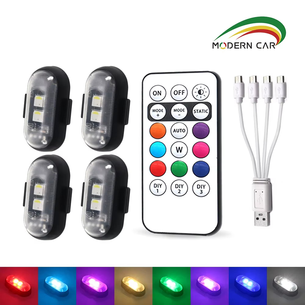4/10X Car LED Light Multifunctional Car LED Warning Light, Rechargeable Wireless Car Light with Remote Control, Decorative Light