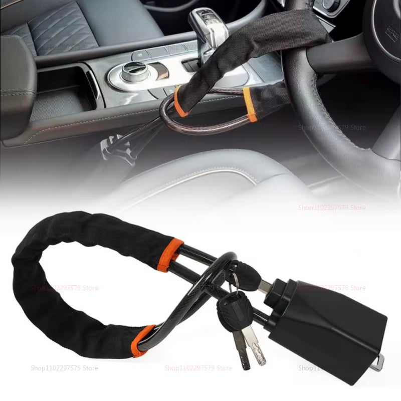 Universal Car Steering Wheel Lock anti Theft Device Stainless Steel Seat Belt Buckles with Keys Vehicle Security Accessory