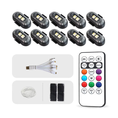 4/10X Car LED Light Multifunctional Car LED Warning Light, Rechargeable Wireless Car Light with Remote Control, Decorative Light
