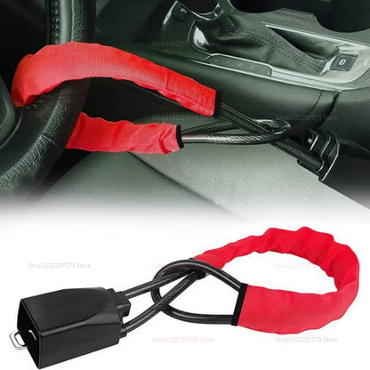 Universal Car Steering Wheel Lock anti Theft Device Stainless Steel Seat Belt Buckles with Keys Vehicle Security Accessory