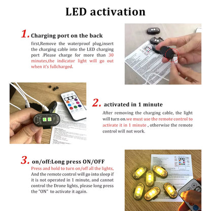 4/10X Car LED Light Multifunctional Car LED Warning Light, Rechargeable Wireless Car Light with Remote Control, Decorative Light