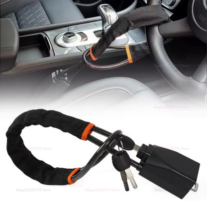 Universal Car Steering Wheel Lock anti Theft Device Stainless Steel Seat Belt Buckles with Keys Vehicle Security Accessory